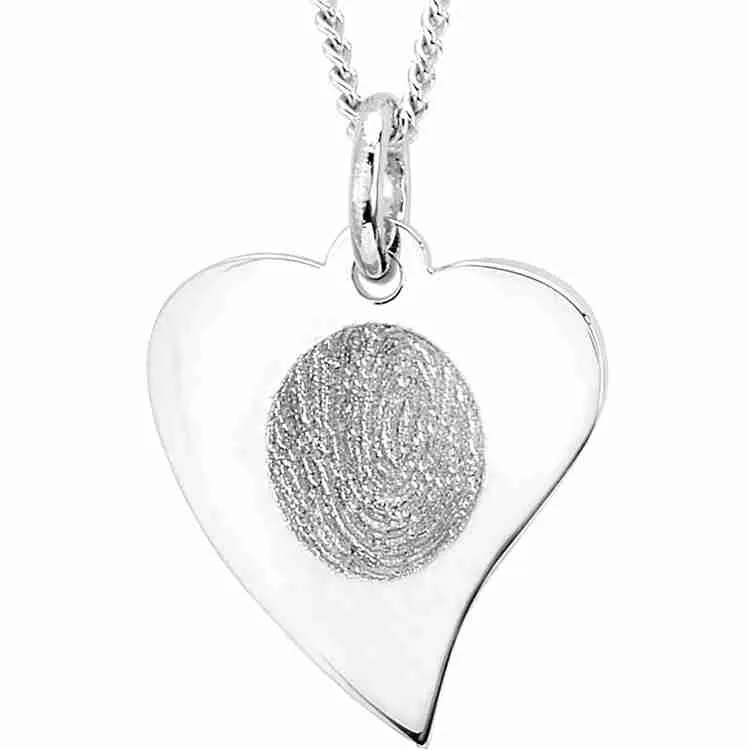 Fingerprint heart pendant necklace
